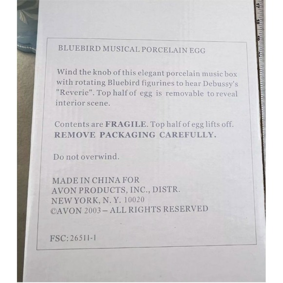 Simply Easter Musical Box Egg 10" Decorative Blue White Porcelain Display 2003 - Picture 10 of 10